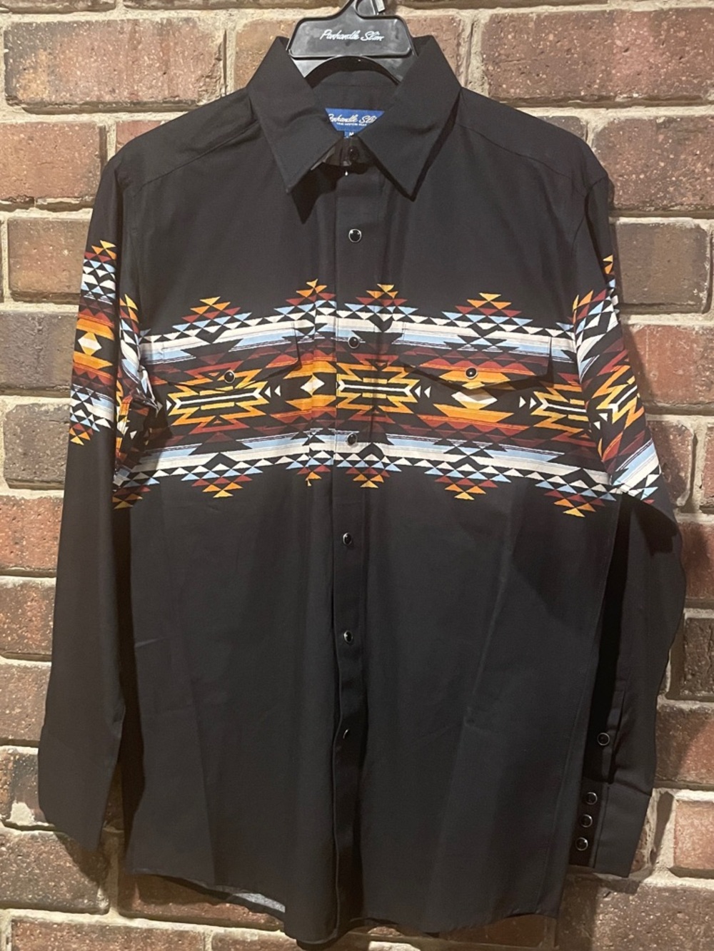 PANHANDLE SLIM MEN'S SOUTHWESTERN BORDER LONG SLEEVE SNAP WESTERN SHIRT - Picture 7 of 12